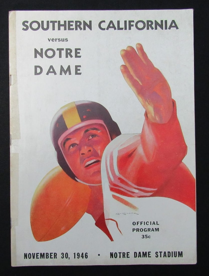11/ 30/ 1946 So. California vs. Notre Dame Program 185929: 11/ 30/ 1946 So. California vs. Notre Dame Program 185929 Original 1946 So. California vs. Notre Dame football program, featuring the iconic matchup between two storied college football teams in South
