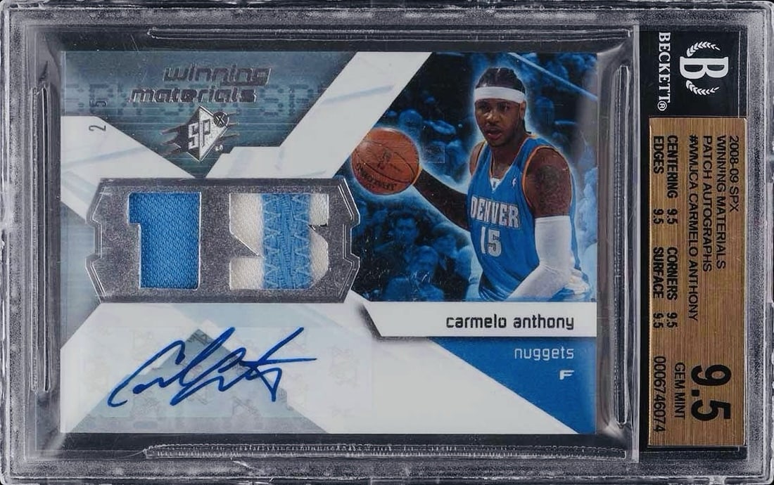 UPPER DECK 2008 09 SPX CARMELO ANTHONY AUTO PATCH WINNING MATERIALS BGS 5 9.5 (1 of 2)