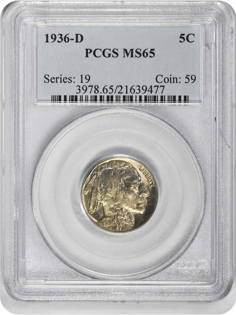 1936-D Buffalo Nickel RPM5 MS65 PCGS: 1936-D Buffalo Nickel RPM5 MS65 PCGS The 1936-D Buffalo Nickel RPM5 MS65 PCGS is a highly graded circulated coin, bearing the prestigious PCGS certification. With its MS65 grade and KM number 134, thi