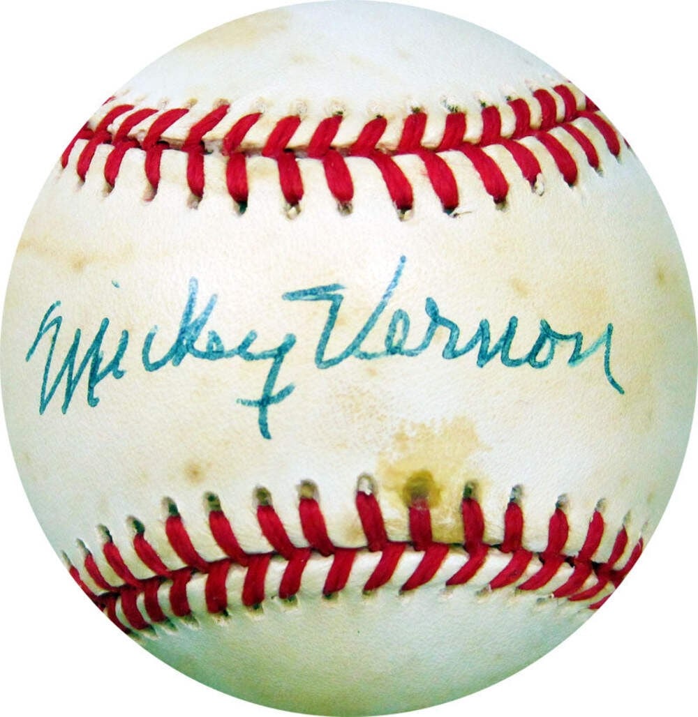 Mickey Vernon Autographed JSA Baseball: Mickey Vernon Autographed JSA Baseball Item Specifics: Brand: James Spence Authentication (JSA) ? Mickey Vernon Autographed Baseball in good condition Signed in blue on the sweet spot JSA COA. Product