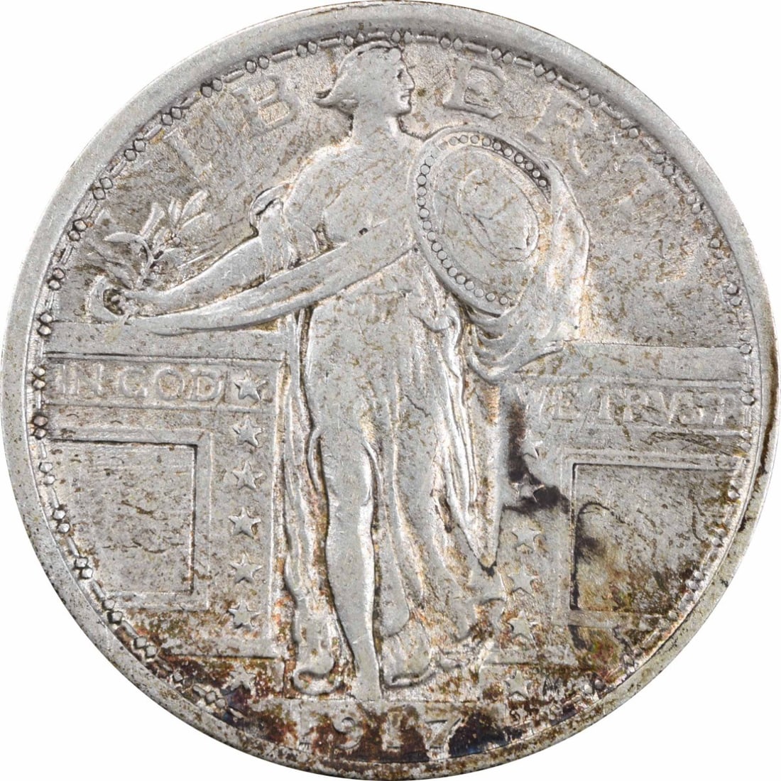 Type 1 Standing Liberty Quarter Silver 1917 Uncertified (1 of 2)