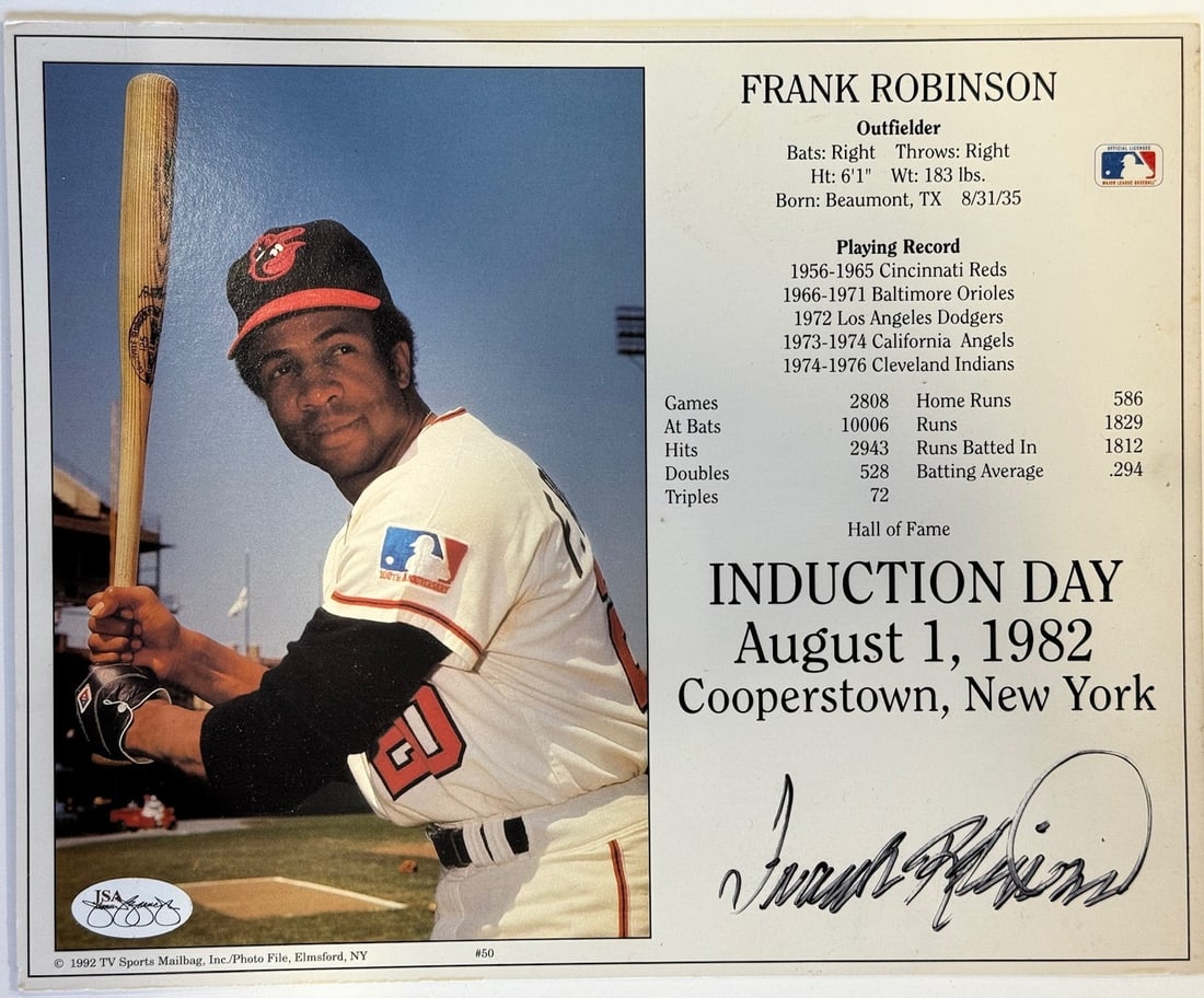 Robinson Frank Autographed Induction Photocards JSA (1 of 1)