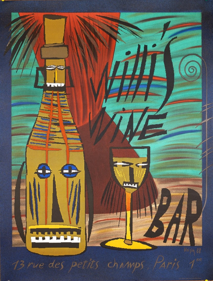 Poster Frdric Voisin Willis Wine Bar 1988 First Edition Tiki: Poster Frdric Voisin Willis Wine Bar 1988 First Edition Tiki Item Specifics: Unit Of Sale: Single Piece Artist: Frederic Voisin Size: Large Date Of Creation: 1990 Title: Willi"s Wine Bar Material: Pap