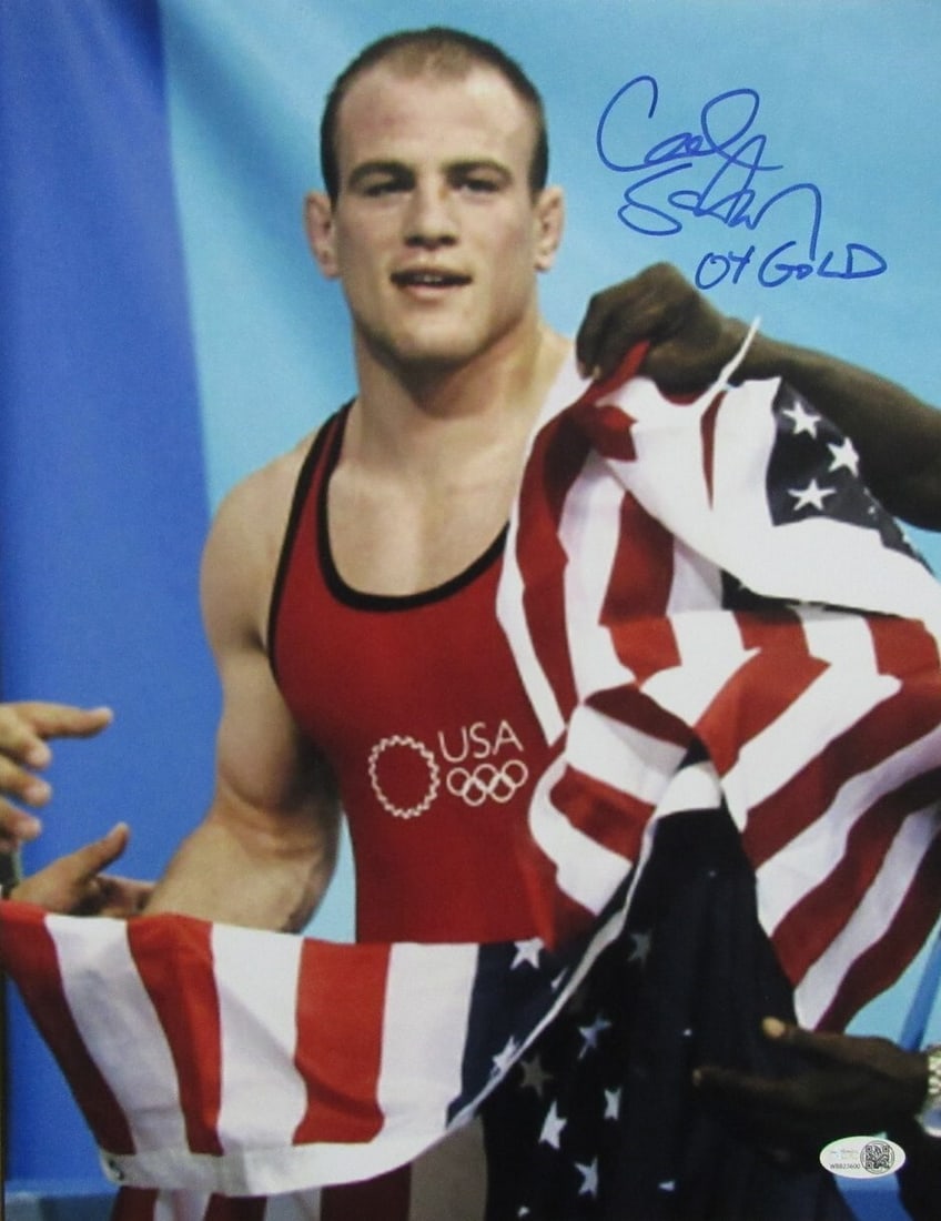 Cael Sanderson Signed/ Autographed 11x14 Photo Penn State Wrestling JSA 193154: Cael Sanderson Signed/ Autographed 11x14 Photo Penn State Wrestling JSA 193154 Cael Sanderson, the renowned Penn State wrestling coach and Olympic gold medalist, has signed this 11x14 photo. The James