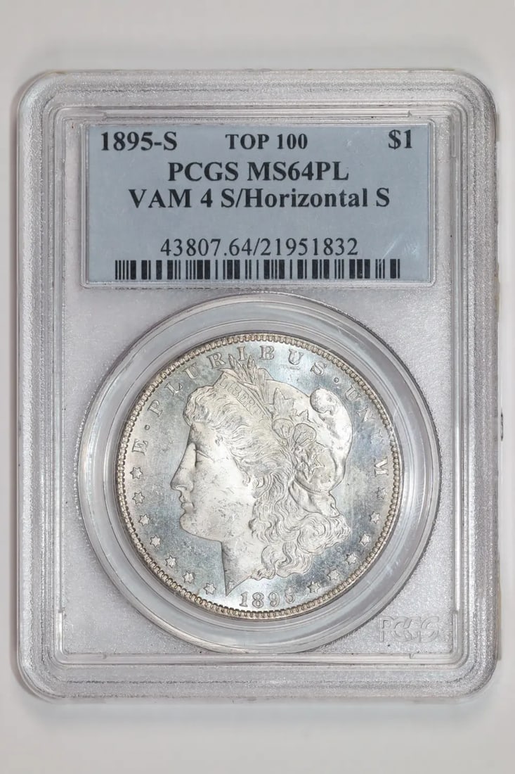1895-S VAM-4 S/ HORIZONTAL S TOP 100 MORGAN DOLLAR PCGS MS64 PL - FINEST KNOWN (1 of 2)