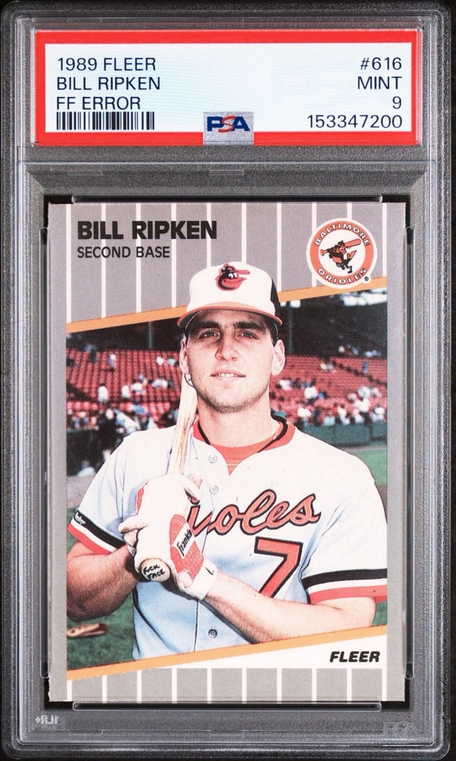 Ripken #616 FLEER FF 1989 Error Billy Face F*** PSA 9 (1 of 3)