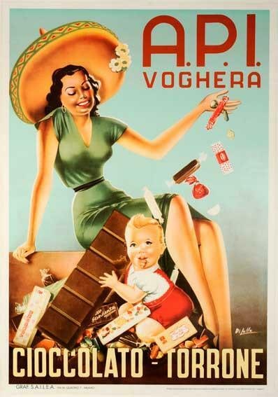1950 Api Chocolate Poster, Graf Milano, Italian Advertising: 1950 Api Chocolate Poster, Graf Milano, Italian Advertising Item Specifics: Artist: DILULLO Unit Of Sale: Single Piece Color: Blue-Green Date Of Creation: 1950-1969 Material: Paper Certificate Of Auth