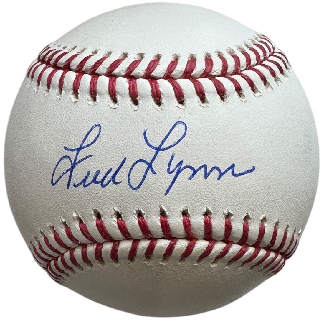 Fred Lynn Autographed Official Major League Baseball (JSA Witness): Fred Lynn Autographed Official Major League Baseball (JSA Witness) Signed in blue pen across the sweet spot of an official Robert Manfred baseball, Fred Lynn's mark adds a touch of nostalgia to this a