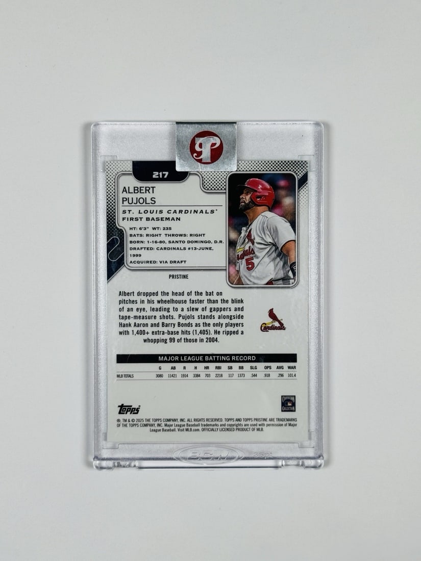 PRISTINE MAX FRIED ALBERT PUJOLS TOPPS 2025 REVERSE ERROR #217 - 2