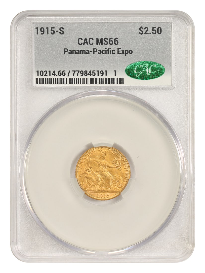 Panama-Pacific CACG MS66 Classic Gold Commemorative 1915-S: Panama-Pacific CACG MS66 Classic Gold Commemorative 1915-S The Panama-Pacific CACG MS66 Classic Gold Commemorative 1915-S is a highly graded coin with a Mint State 66 rating, indicating excellent cond