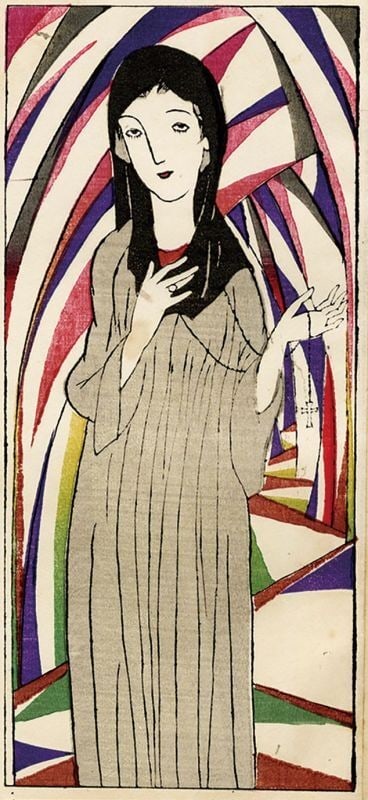 Woodblock Print Madonna Saint Yumeji Era Japanese Taisho Art (1 of 1)