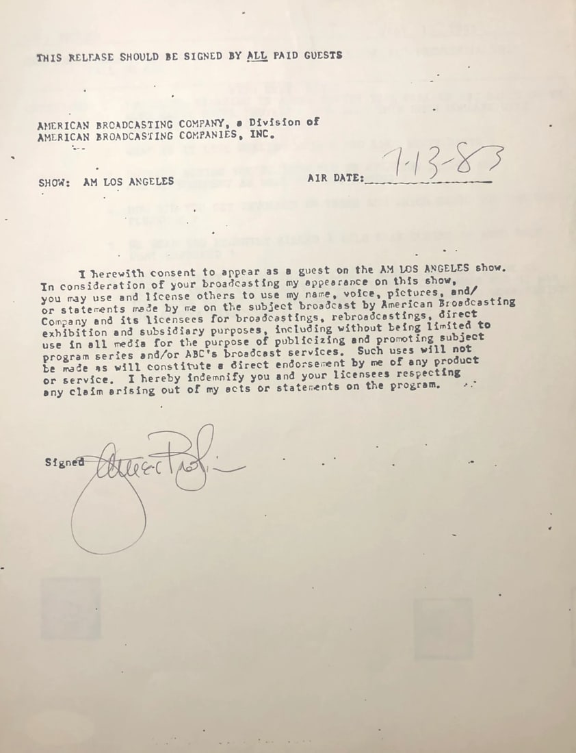 James Brolin Autographed Contract (JSA) (1 of 2)