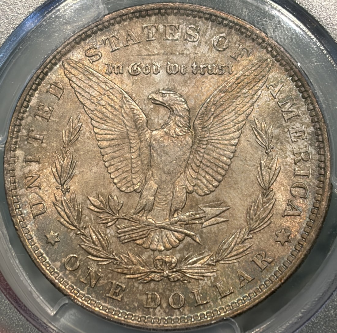 MORGAN DOLLAR PCGS MS65 RAINBOW TONING - 3