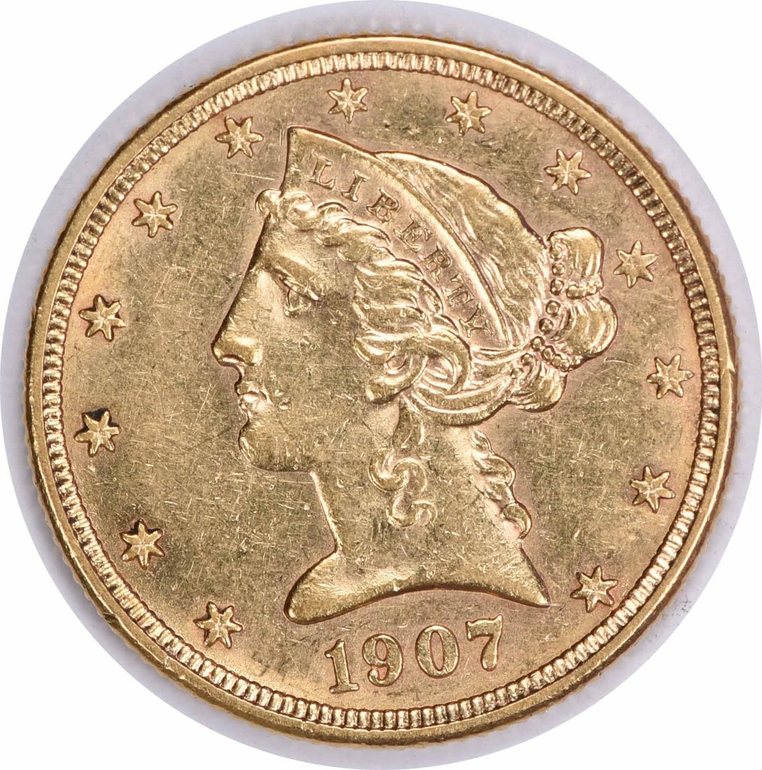 Gold Liberty Head $5 AU Slider Uncertified 1907-D: Gold Liberty Head $5 AU Slider Uncertified 1907-D The Gold Liberty Head $5 AU Slider Uncertified 1907-D features an impressive design by Christian Gobrecht, with its 90% gold and 10% copper