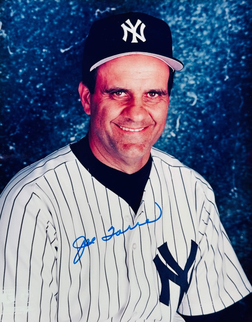 Joe Torre Autographed New York Yankees 8x10 Photo: Joe Torre Autographed New York Yankees 8x10 Photo Joe Torre's blue sharpie signature adds a touch of authenticity to this 8x10 photo, capturing a moment in his storied career as the New York Yankees m