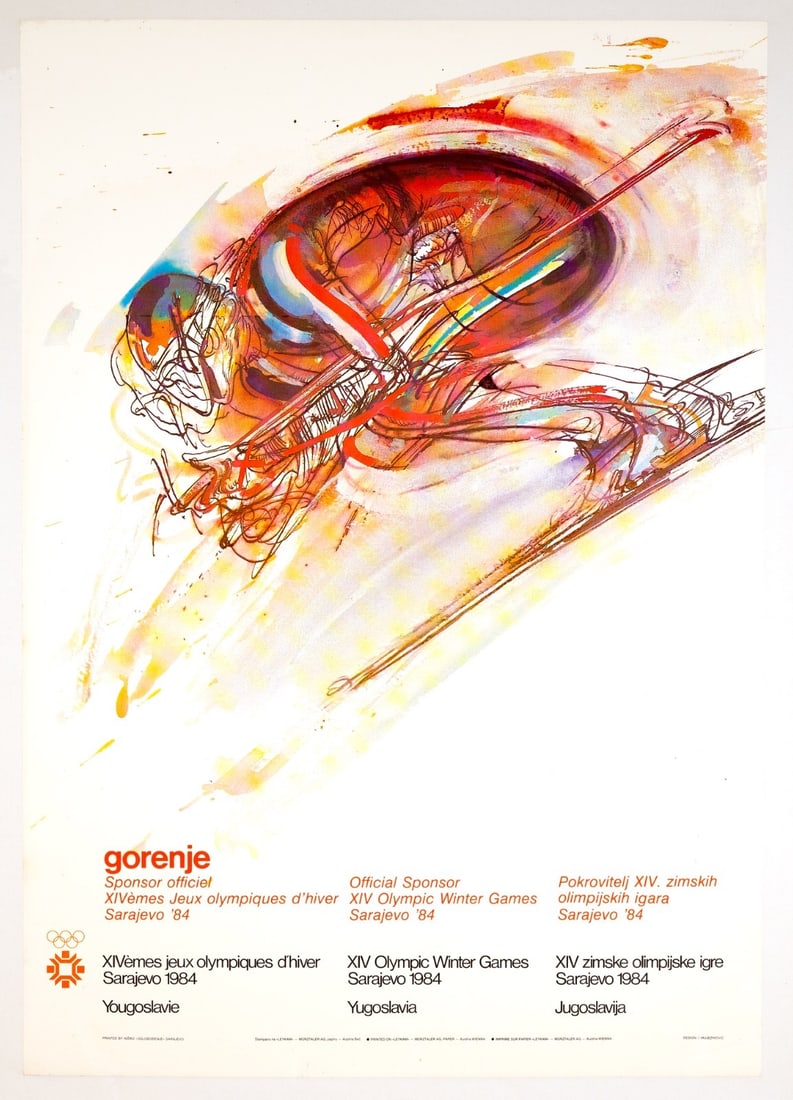 Downhill Racer Sarajevo Mujezinovic Olympic Original Poster: Downhill Racer Sarajevo Mujezinovic Olympic Original Poster Item Specifics: Artist: Mujezinovic Unit Of Sale: Single Piece Size: Medium Date Of Creation: 1970-1989 Title: Gorenje Material: Canvas Pape