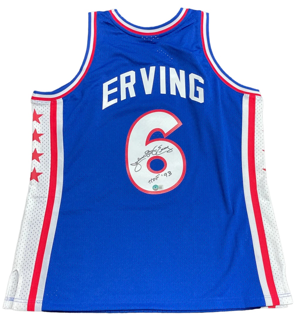 Julius Erving "HOF 93" Autographed Philadelphia 76ers Mitchell & Ness Blue Jerse (1 of 3)