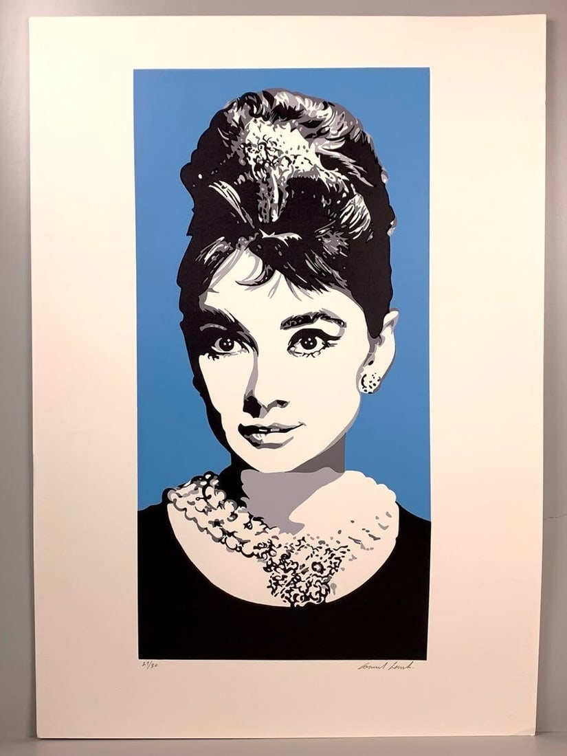 Conrad Leach Audrey Hepburn Blue Silkscreen Signed 29/ 30 Pop Art (1 of 8)