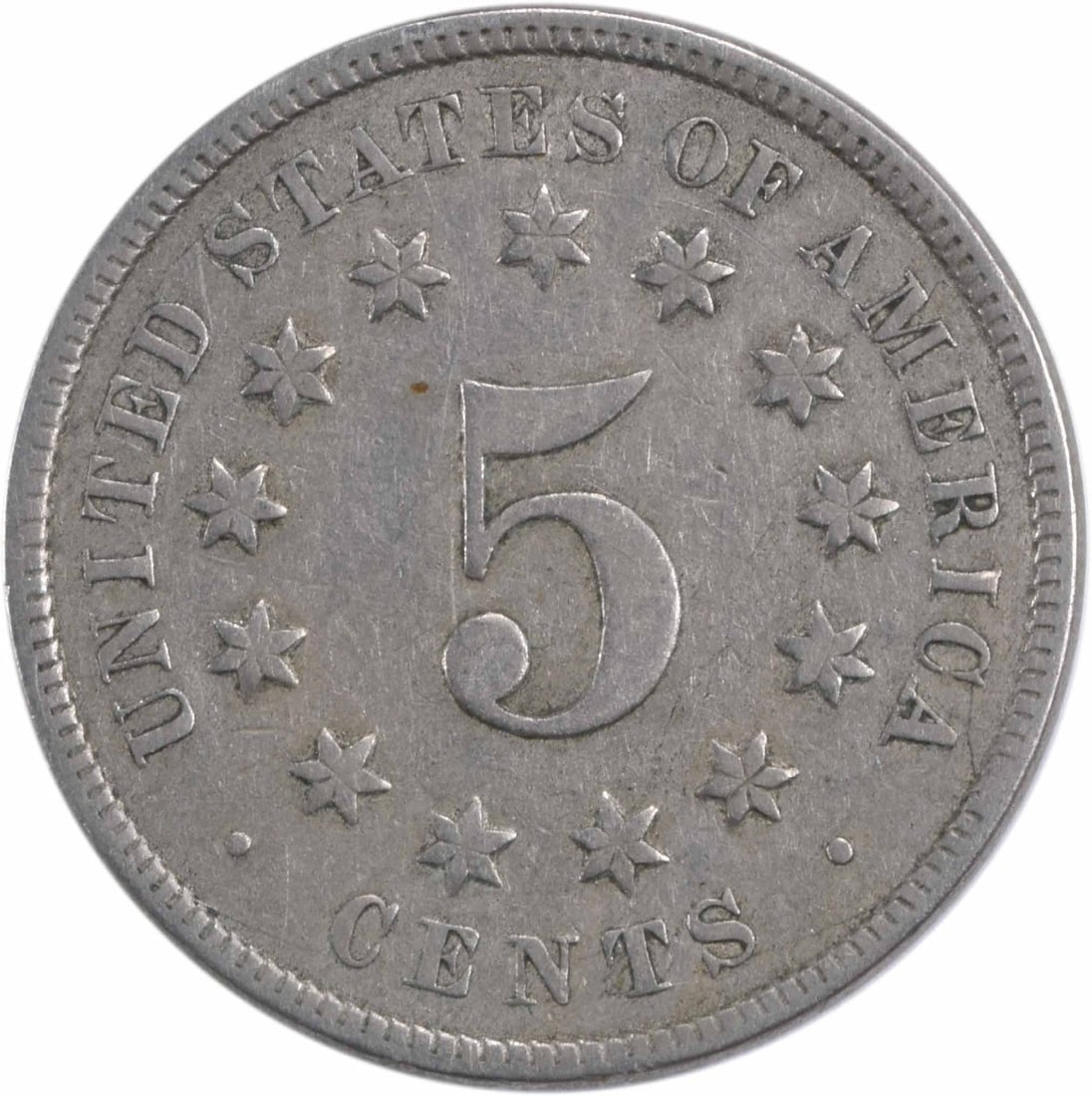 1876 Shield Nickel Choice VF Uncertified - 2