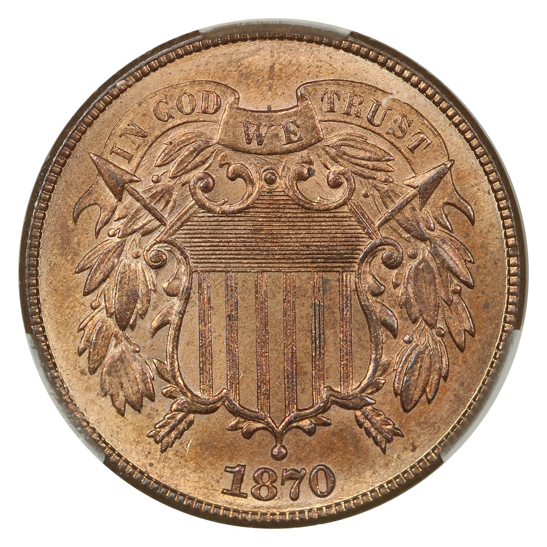 1870 2C CACG MS65RD - Two Cent - Desirable in Full Rd - 3