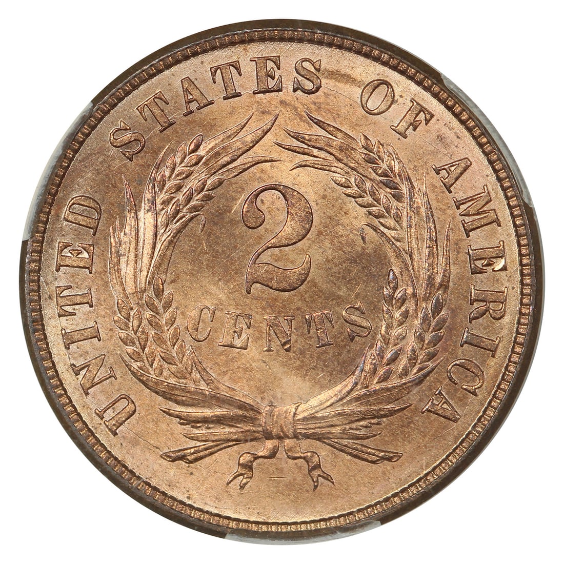 1870 2C CACG MS65RD - Two Cent - Desirable in Full Rd - 4