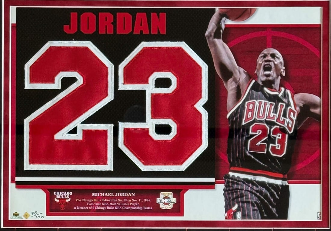 Michael Jordan Unsigned Retired Jersey Number Collection Framed Upper Deck (75/ 1 - 2