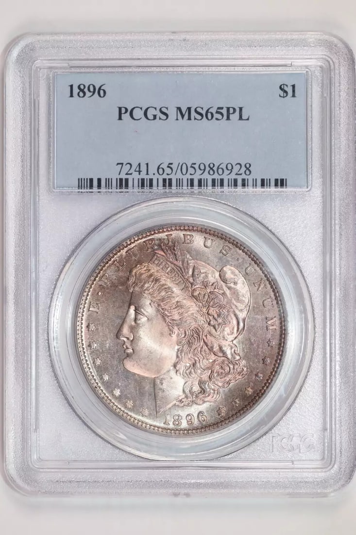 PCGS MS65 VERY PQ MORGAN DOLLAR 1896: PCGS MS65 VERY PQ MORGAN DOLLAR 1896 PCGS MS65 VERY PQ MORGAN DOLLAR 1896 features a high-grade, uncirculated condition with striking details. Certified by the Professional Coin Grading Service (PCGS)
