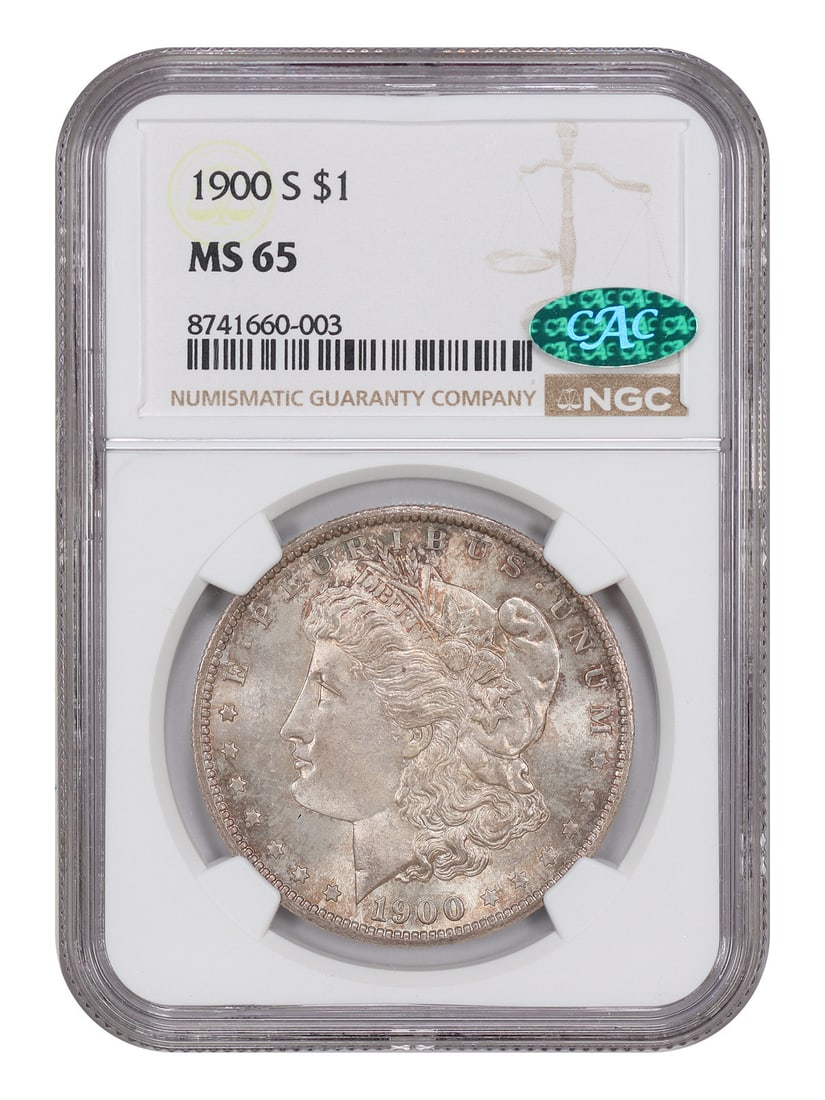 1900-S $1 NGC/ CAC MS65 - Morgan Dollar - Tough S-Mint Issue: 1900-S $1 NGC/ CAC MS65 - Morgan Dollar - Tough S-Mint Issue The 1900-S $1 Morgan Dollar, graded MS65 by the Numismatic Guaranty Corporation (NGC) and CAC approved, boasts a tough S-Mint Issue conditi