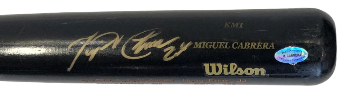 Miguel Cabrera autographed laser engraved Sam Bat stat - 2