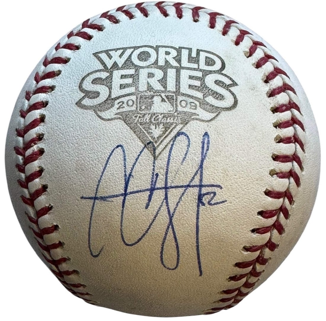 Autographed Official 2009 MLB World Series Baseball by CC Sabathia: Autographed Official 2009 MLB World Series Baseball by CC Sabathia CC Sabathia's official autograph on the side panel under the World Series logo adds a unique touch to this authentic 2009 MLB basebal