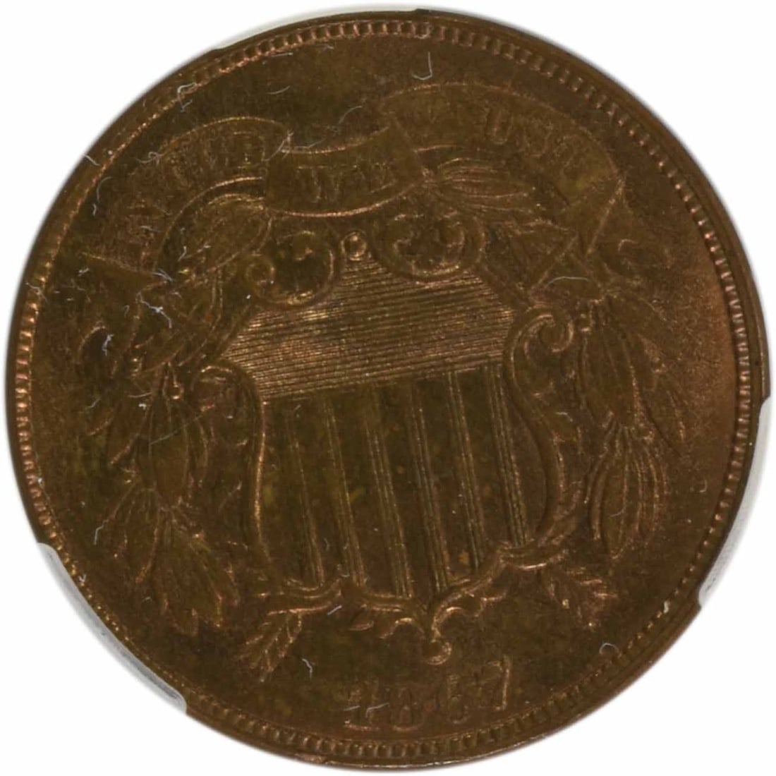 1867 Two Cent Piece MS65RB CACG - 2