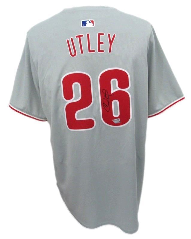 Chase Utley Signed GrayNike Baseball Jersey Phillies Size XL Fanatics 188056: Chase Utley Signed GrayNike Baseball Jersey Phillies Size XL Fanatics 188056 Signed by Chase Utley, the legendary Phillies second baseman, this authentic gray Nike baseball jersey is a must-have for a