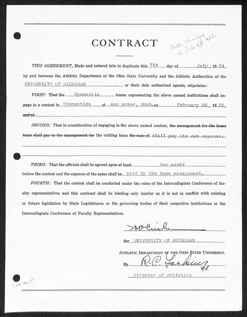 Fritz Crisler HOF Michigan Head Coach Signed/ Auto Contract PSA BA199022 (1 of 2)