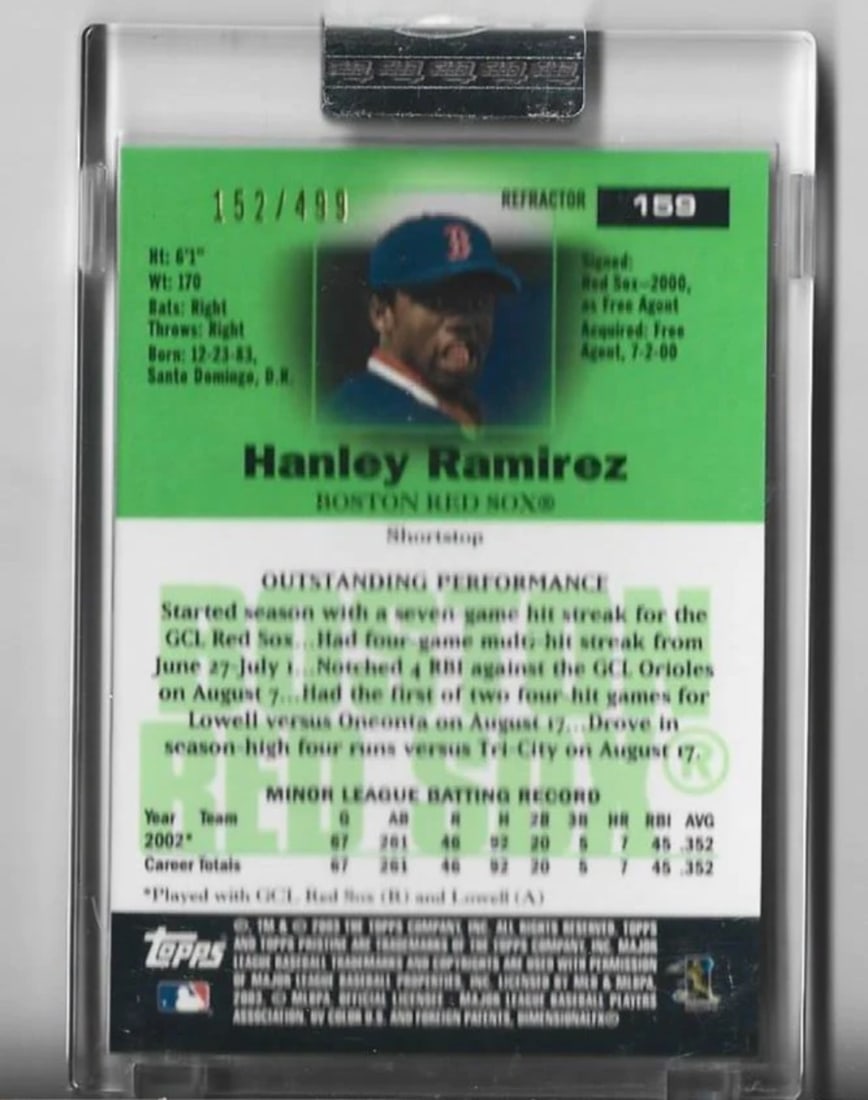 Rookie Hanley Ramirez 2003 Topps Pristine Refractor Card #159 - 2