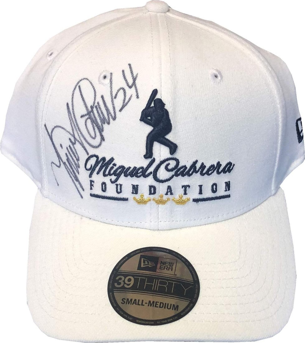 Miguel Cabrera Foundation New Era Hat: Miguel Cabrera Foundation New Era Hat Signed in black sharpie across the front of the hat, this Miguel Cabrera Foundation New Era Hat bears the mark of its notable owner. The item comes with authentic