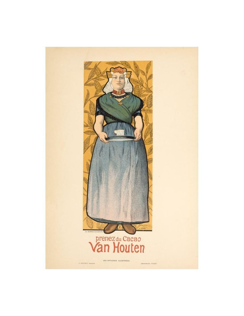 Van Houten Cacao Poster Original Vintage Willett Affiches Illustrees 1896 (1 of 1)