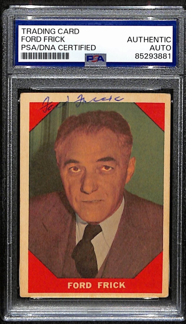 Commissioner Frick HOF Signed MLB Fleer Card Auto 1960 Ford #74: Commissioner Frick HOF Signed MLB Fleer Card Auto 1960 Ford #74 Signed by Commissioner Frick, this 1960 Ford #74 MLB Fleer card features an autograph from the Hall of Fame baseball official. The item 