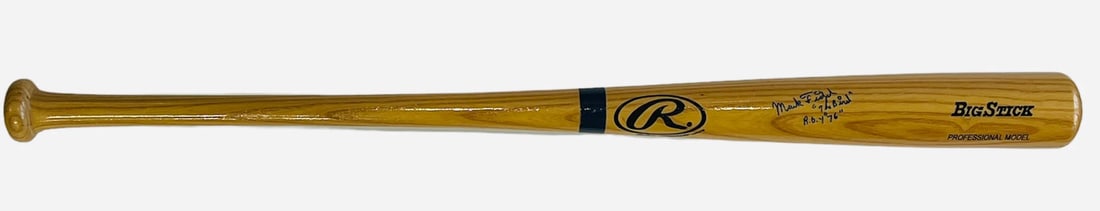 Mark Fidrych "The Bird" Autographed Rawlings Big Stick Bat (JSA): Mark Fidrych "The Bird" Autographed Rawlings Big Stick Bat (JSA) Signed in blue sharpie across the barrel of the bat with inscription "The Bird ROY 76" by Mark Fidrych, a legendary pitcher known as "T
