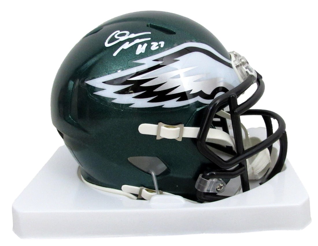 Signed Quinyon Mitchell Auto Green Mini Speed Replica Helmet Eagles JSA 210353 (1 of 5)