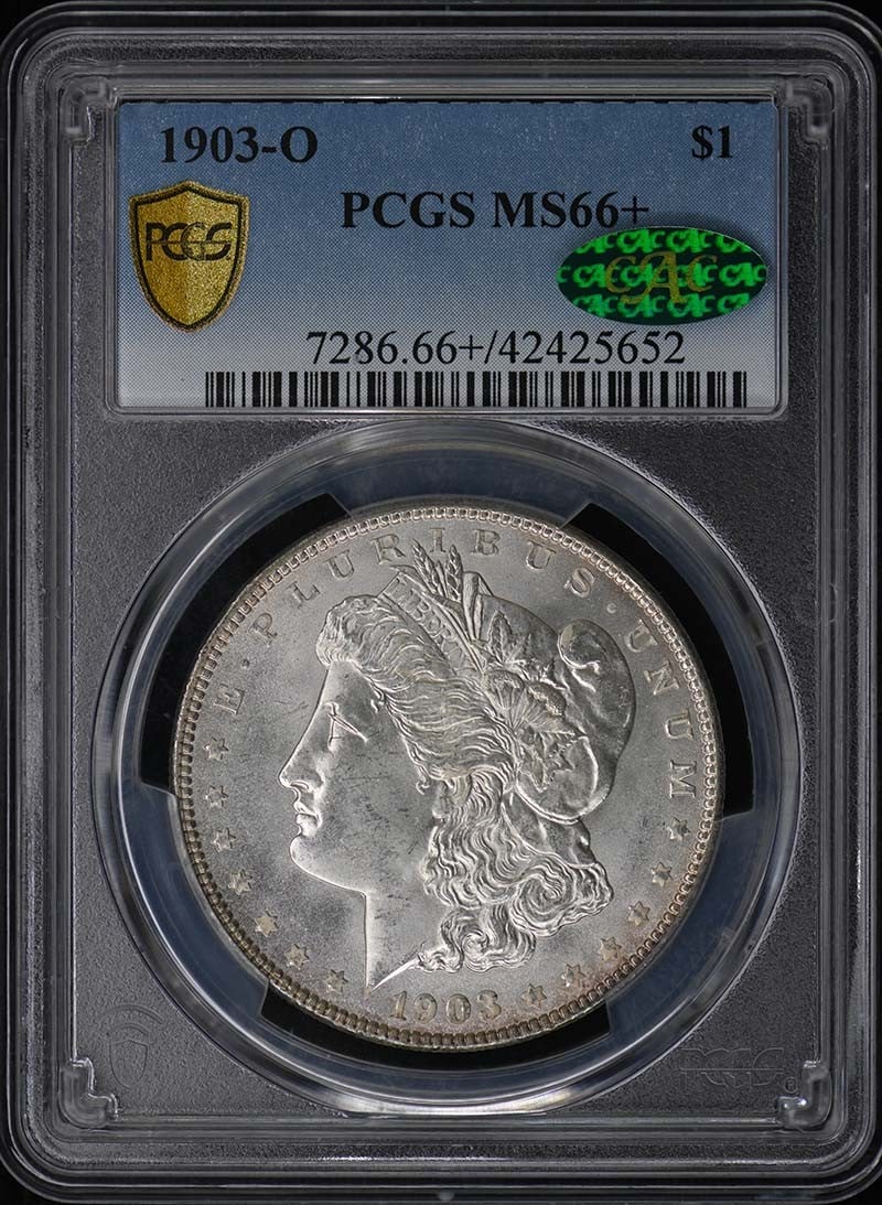 PCGS MS66+ CAC 1903-O $1 Morgan Dollar: PCGS MS66+ CAC 1903-O $1 Morgan Dollar The PCGS MS66+ CAC 1903-O $1 Morgan Dollar boasts exceptional condition, with its high-grade certification and meticulous grading process ensuring a level of pre