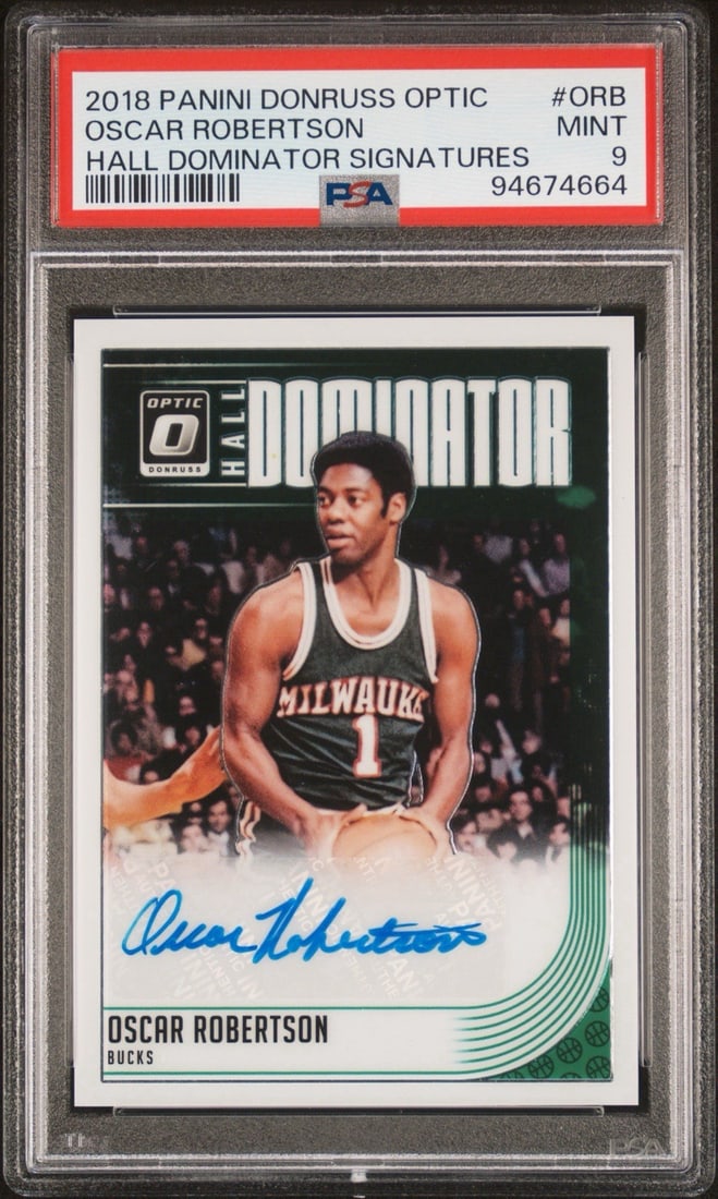2018 PANINI DONRUSS OPTIC OSCAR ROBERTSON #ORB HALL DOMINATOR AUTO/ 40 PSA 9 (1 of 3)