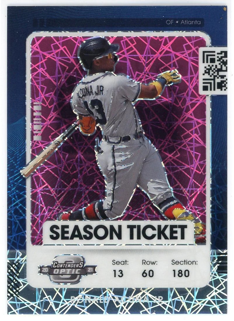 Ronald Acuna Jr. 2021 Panini Contenders Optic Season Ticket Pink Prizm Card #89 (1 of 2)