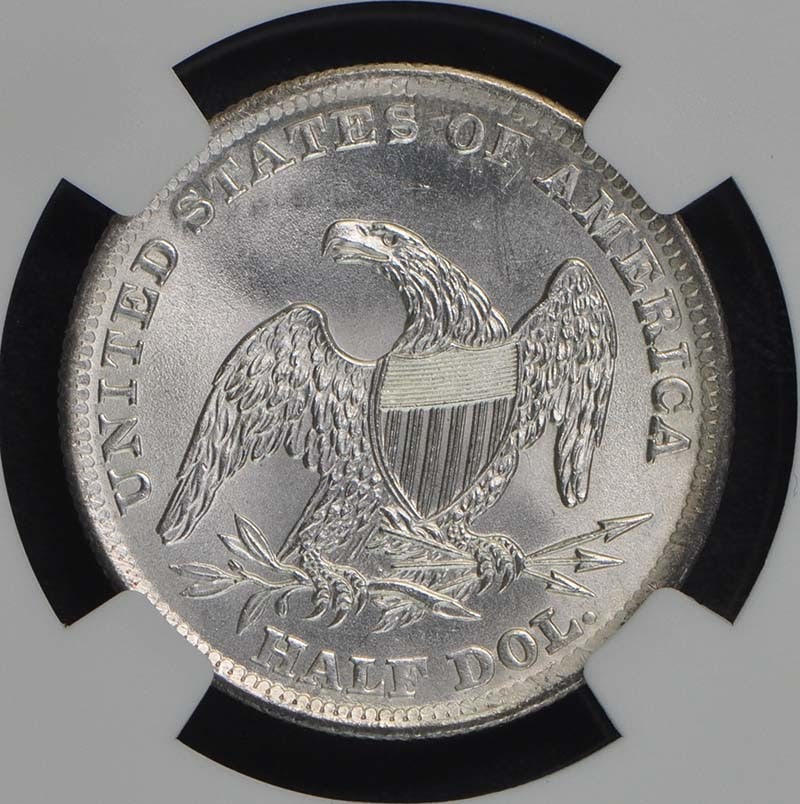 1838 Capped Bust, Reeded Edge 50C NGC MS66 - 3
