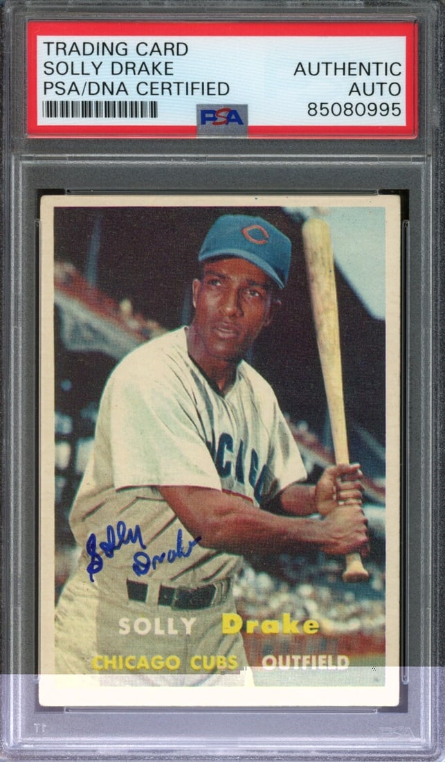 Solly Drake Signed 1957 Topps Trading Card #159 Chicago Cubs PSA/ DNA 183569 (1 of 2)