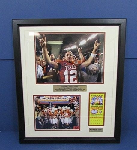 Framed photo collage of Texas longhorns at fiesta bowl in 2009 with ticket (1 of 1)