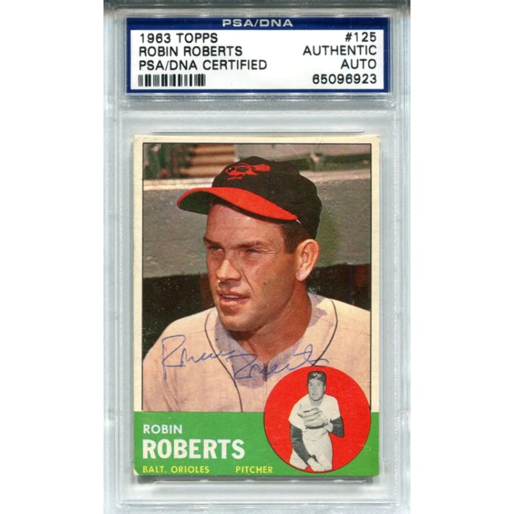 1963 Card Topps Autographed By Robin Roberts (1 of 2)