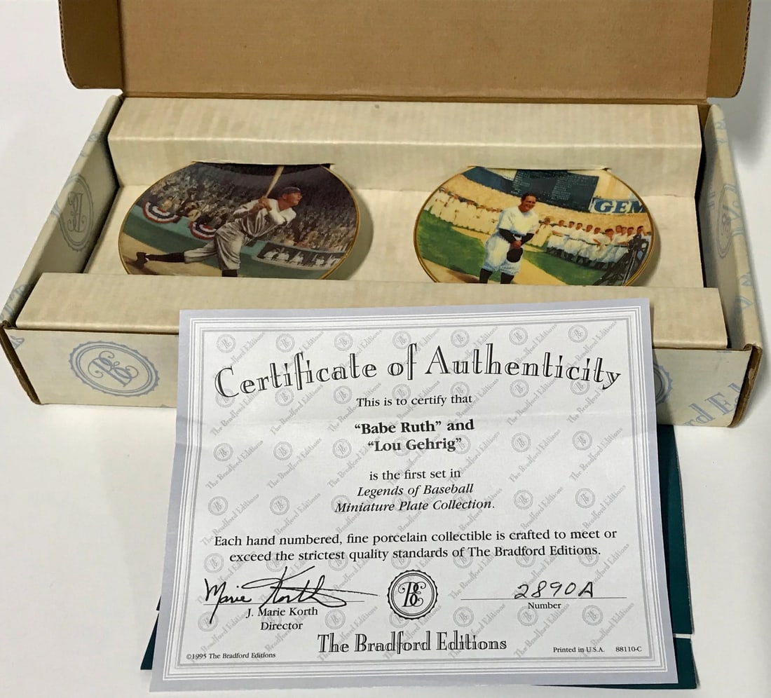 Babe Ruth & Lou Gehrig Bradford Edition Miniature Plate Collection #2890A (1 of 3)