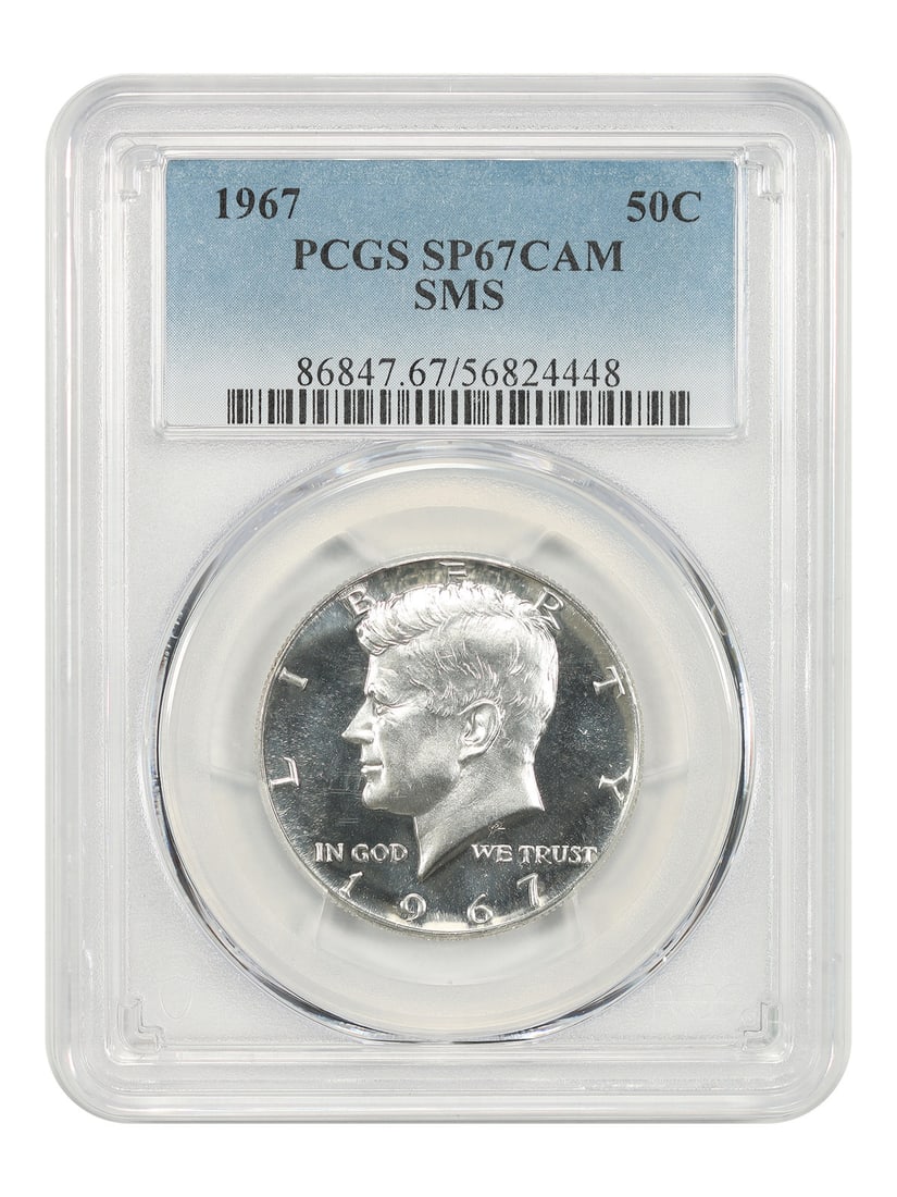 PCGS SP67CAM Kennedy Half Dollar 1967 Special Mint Set: PCGS SP67CAM Kennedy Half Dollar 1967 Special Mint Set The PCGS SP67CAM Kennedy Half Dollar 1967 Special Mint Set boasts an impressive grade of SP67, indicating exceptional condition. This
