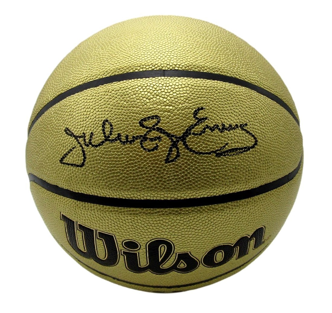 HOF signed Julius Dr J Erving basketball NBA gold edition Wilson Beckett 203425: HOF signed Julius Dr J Erving basketball NBA gold edition Wilson Beckett 203425 Signed in gold by Julius Erving, the Hall of Fame basketball legend, this Wilson Beckett 203425 ball showcases an iconic