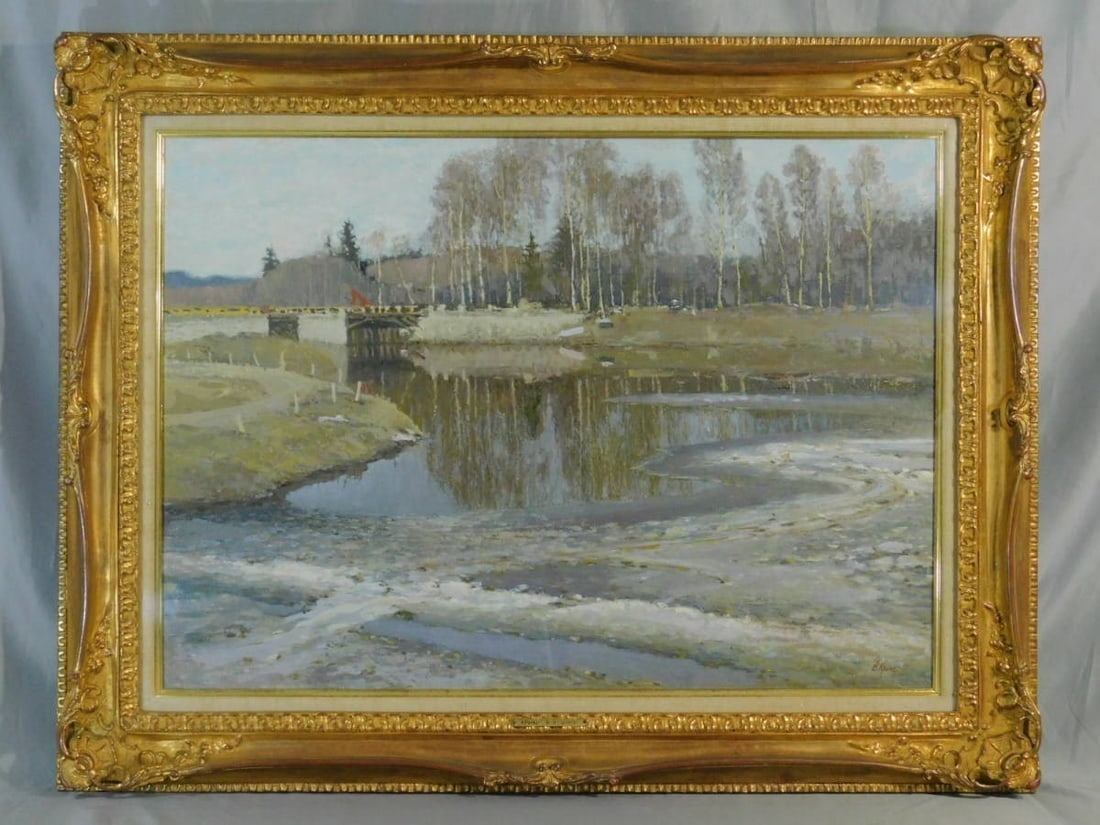 Vladimir Krantz Early Spring Msta River 1977 Oil Painting M20 Soviet Art: Vladimir Krantz Early Spring Msta River 1977 Oil Painting M20 Soviet Art Item Specifics: Artist: Vladimir Pavlovich Krantz Unit Of Sale: Single Piece Signed By: Vladimir Pavlovich Krantz Size: Large S
